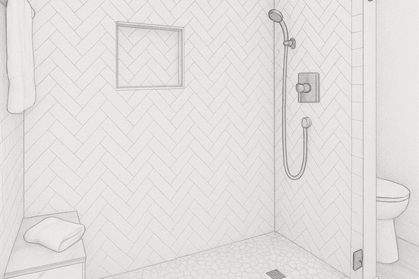 Luxury Walk-In Shower with Hand-held Shower Head