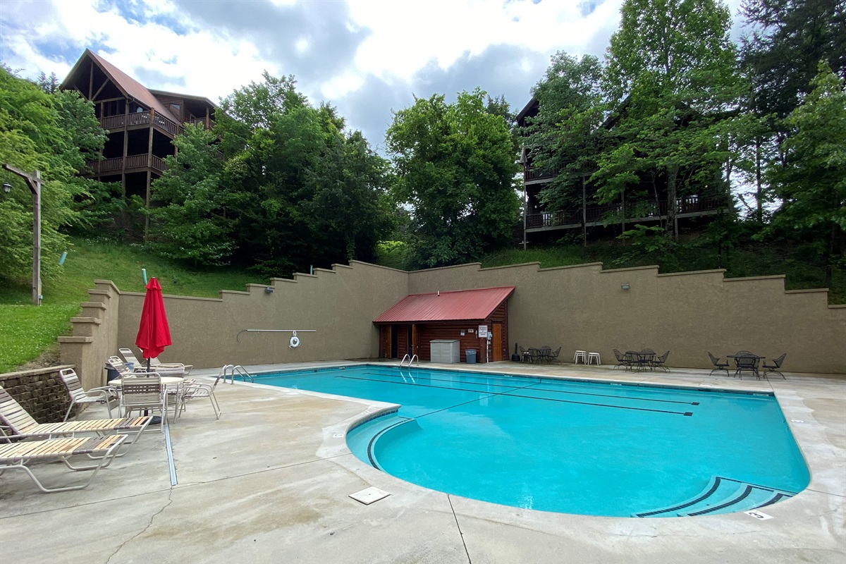 Located just steps from the cabin, this community pool offers effortless access.  Perfect for quick swims while still being close enough to relax on the balcony and stay connected to the fun.