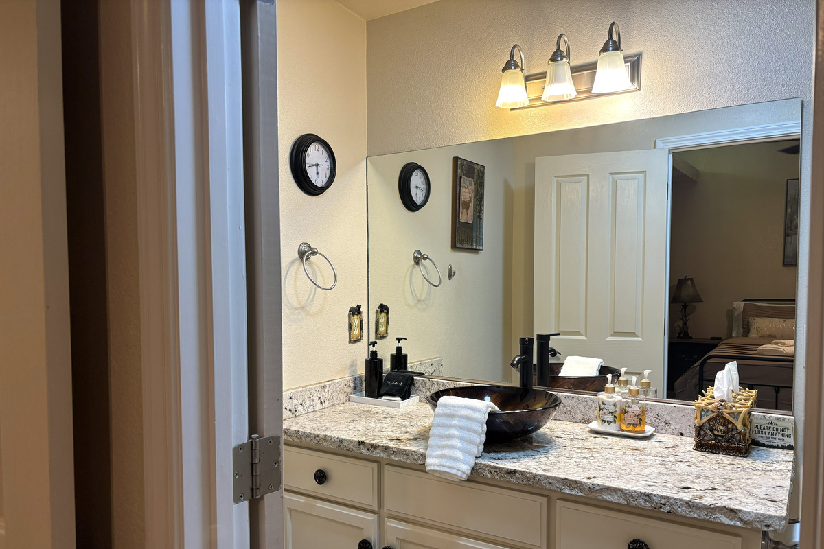 Our master bedroom connects directly to the first bathroom. 