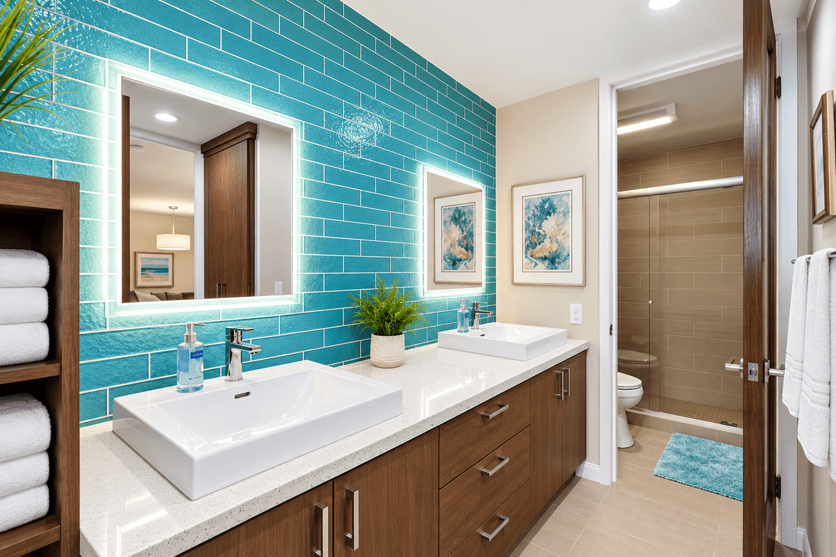 Designer-inspired spa bathroom
