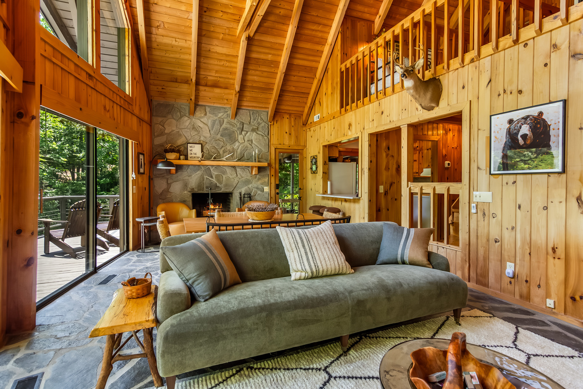 Open living room and dining area