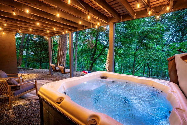 Enjoy the relaxing hot tub under the lights. 