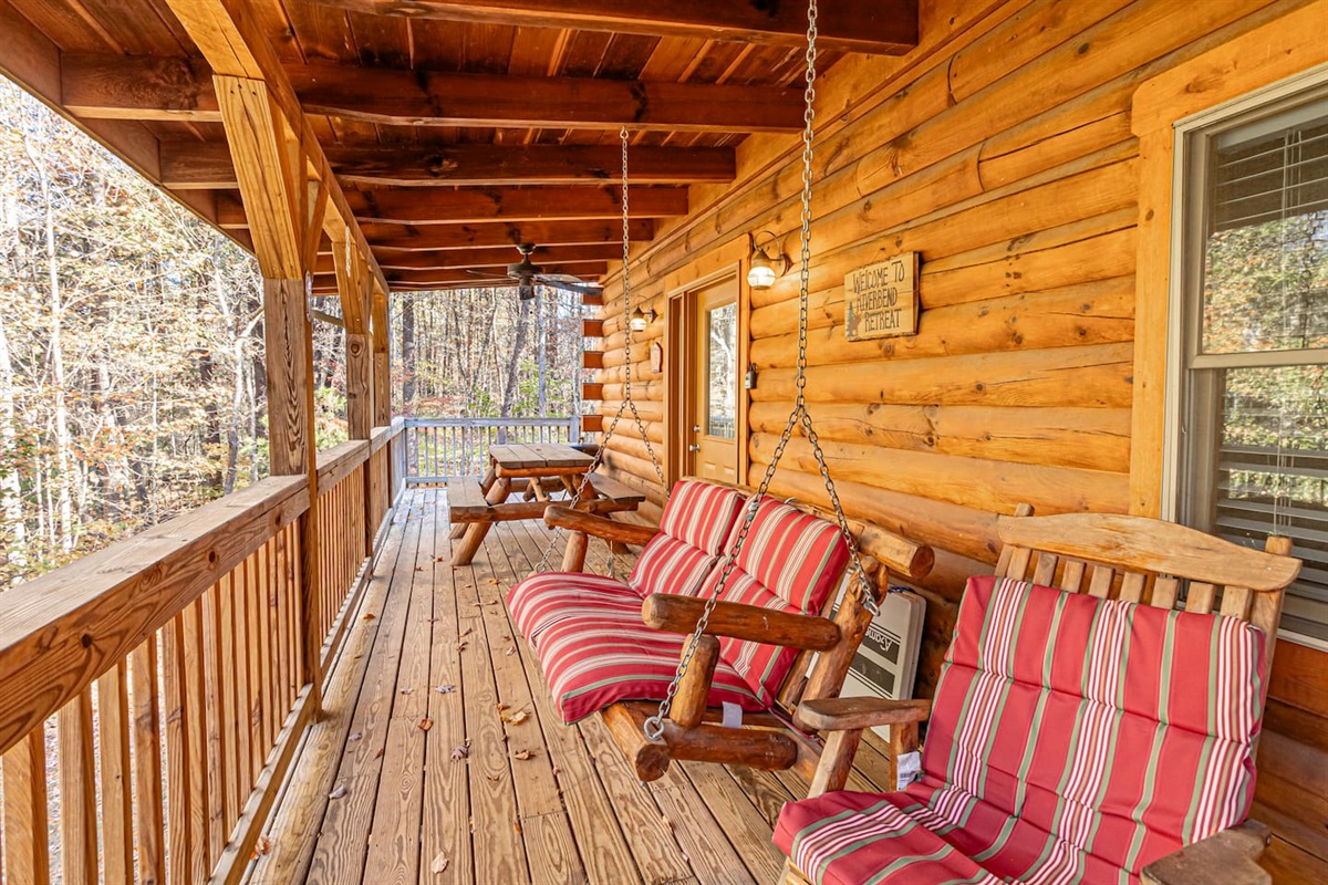 Wrap around, fully enclosed porch. Great for kids and pups