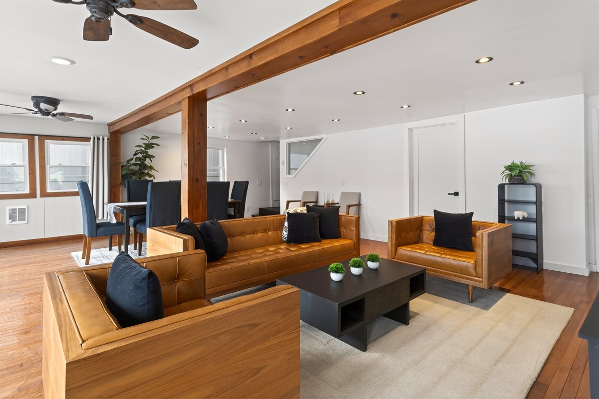 Beautiful open living room and dining room 