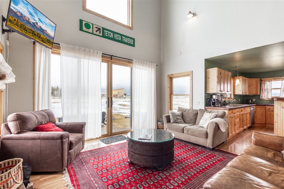 Relax together after a long day of hiking or mountain biking in the comfortable living area. 