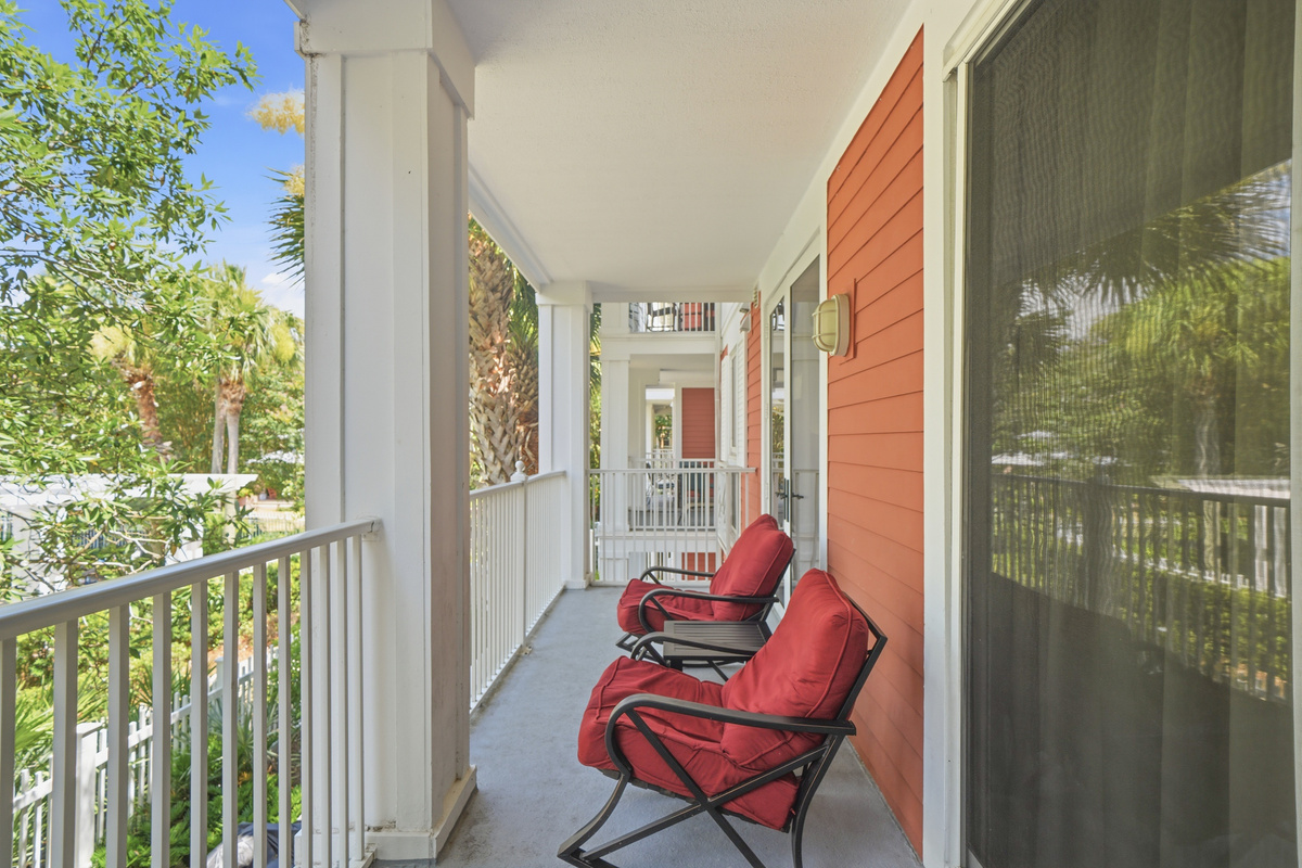 The balcony has beautiful unobstructed views overlooking one (of 4) resort pools