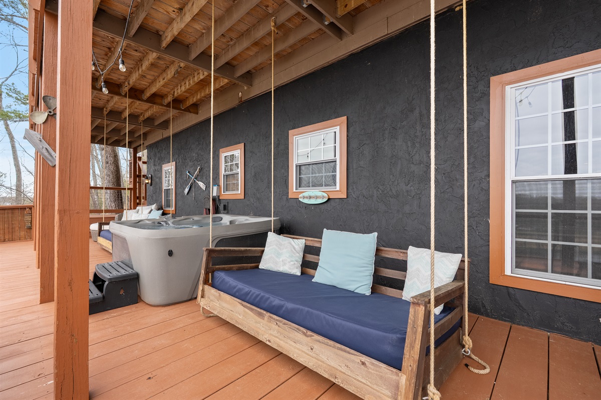 Views for days from the deck. New hot tub, 2 daybeds for lounging and tons of seating.