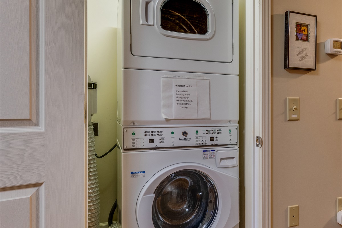 Our unit is equipped with a high efficiency Speed Queen Washer & Dryer.