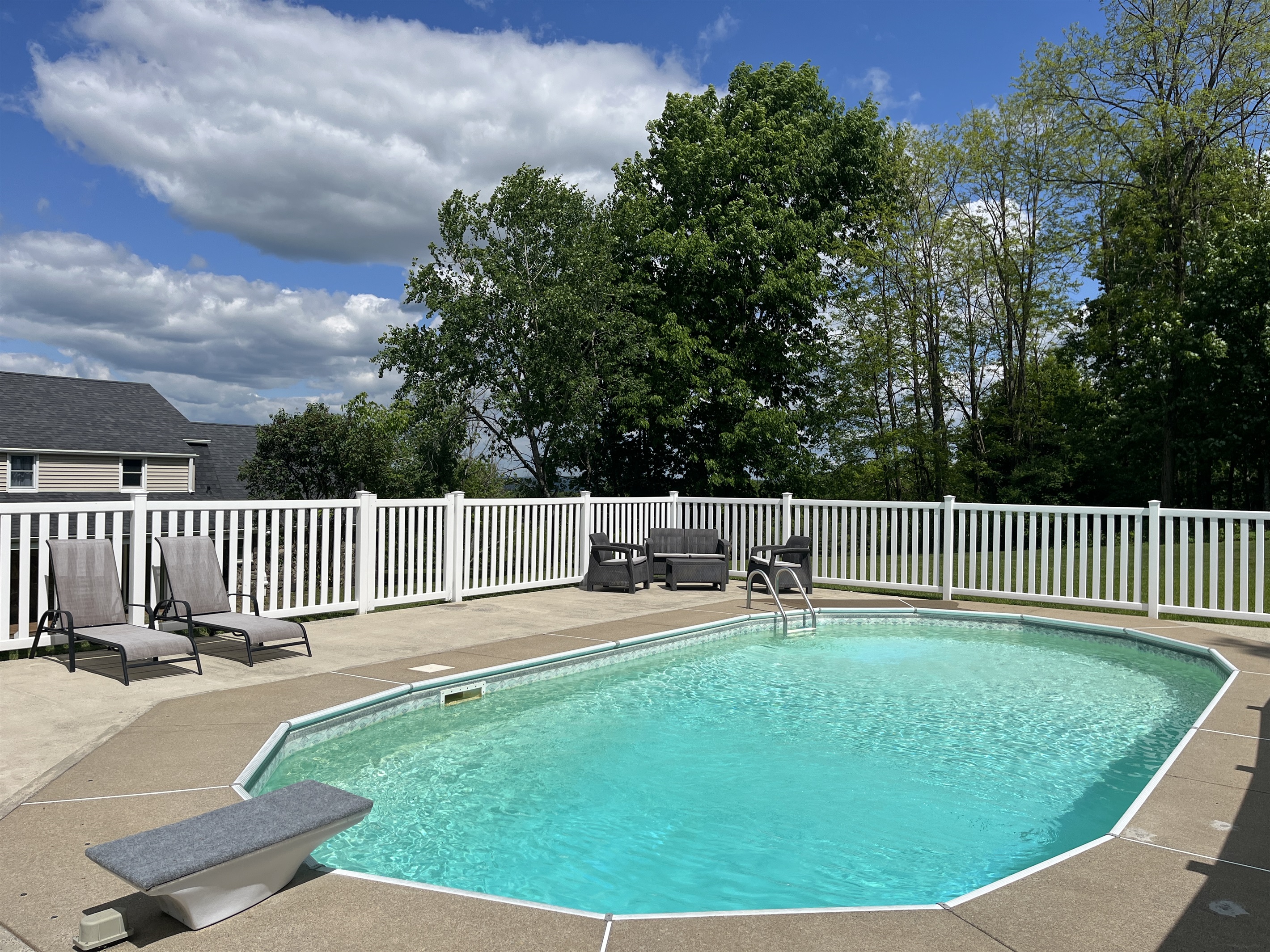 Hilltop Hideaway in-ground Pool. Pool is open from memorial day - labor day.