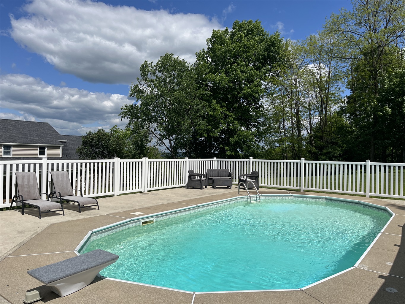 Hilltop Hideaway in-ground Pool. Pool is open from memorial day - labor day.