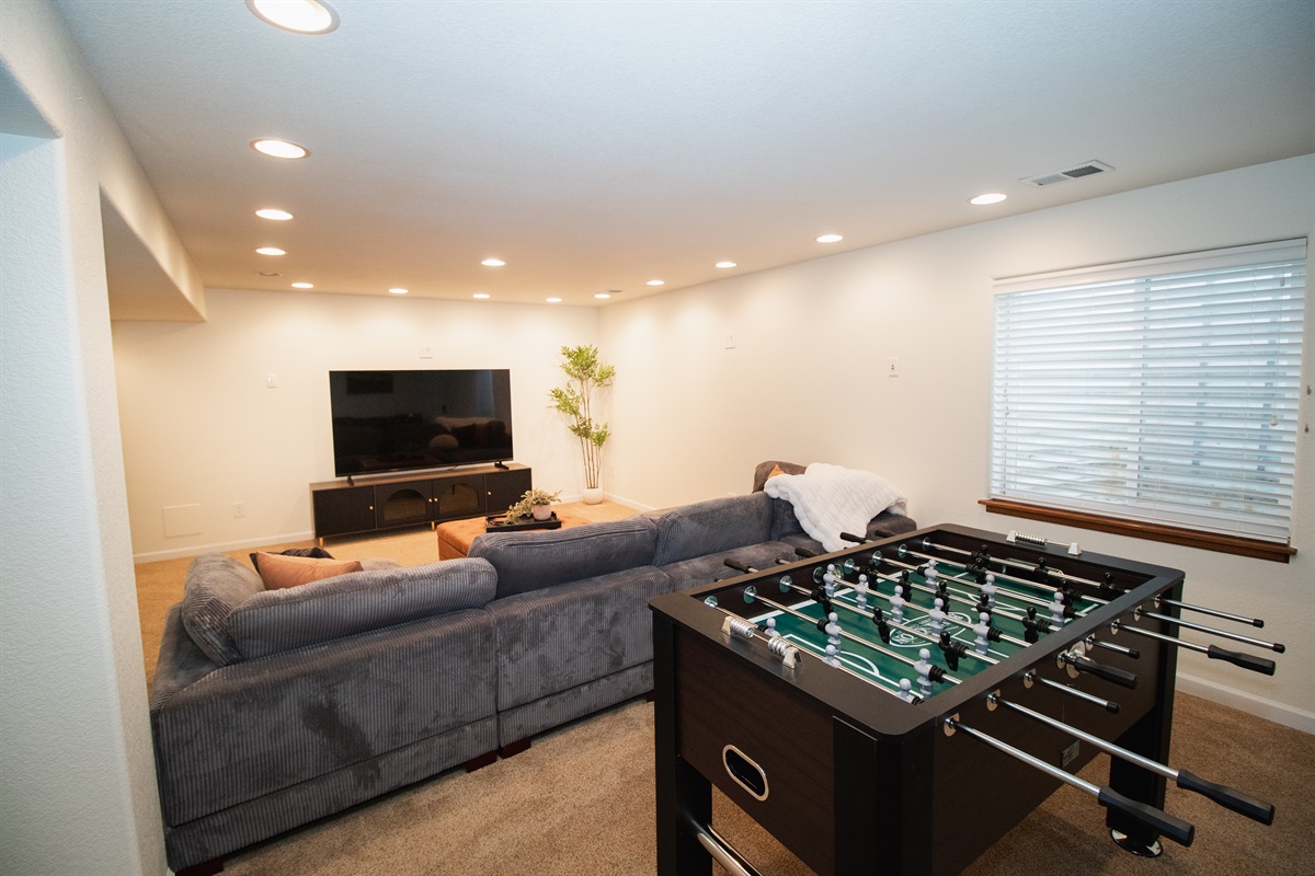 Play and watch! Foosball and additional seating