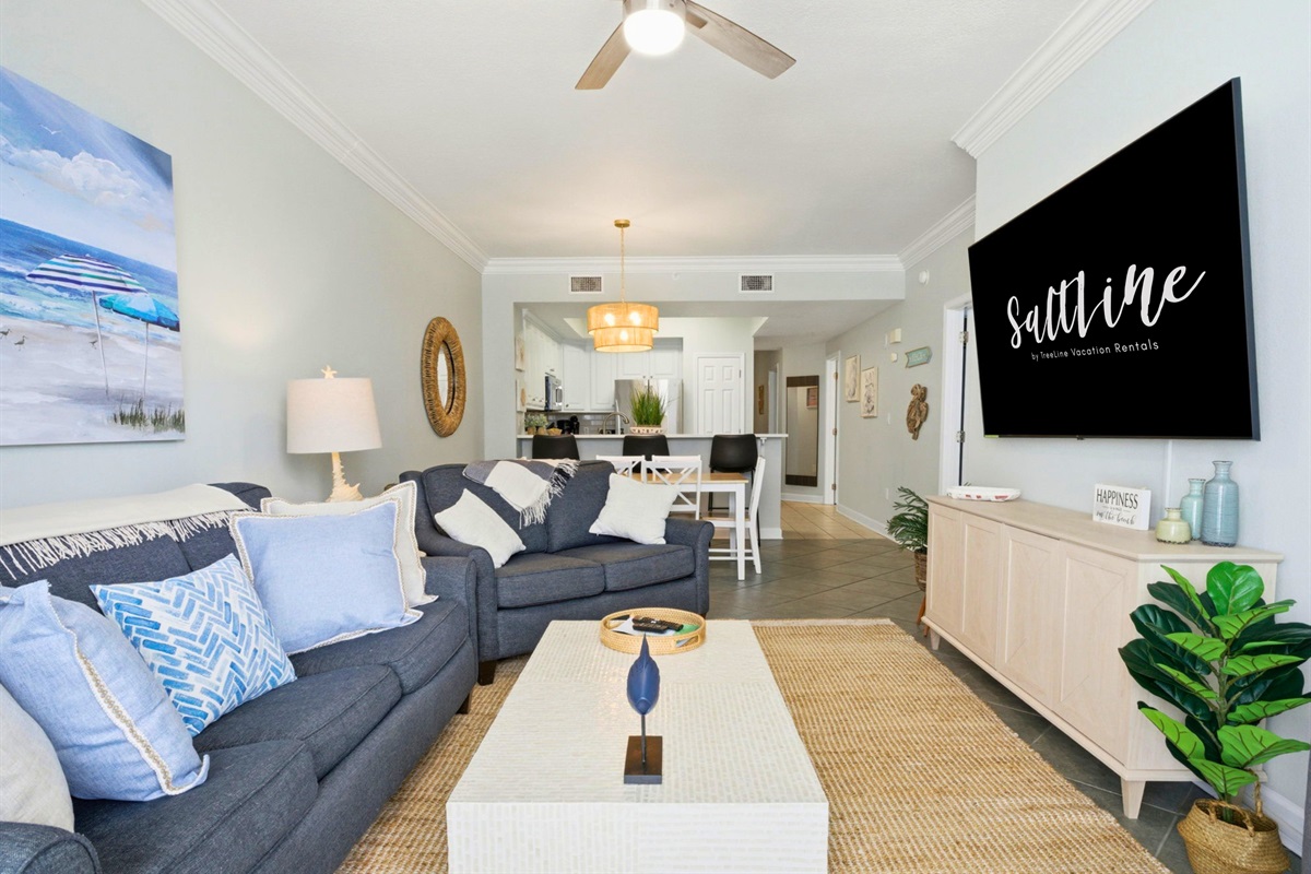 Designed for gathering and unwinding, the open living area makes it easy to spend quality time together between beach adventures.