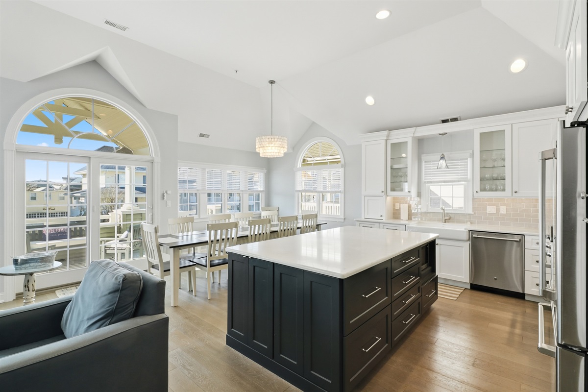 Spacious kitchen featuring a stylish island