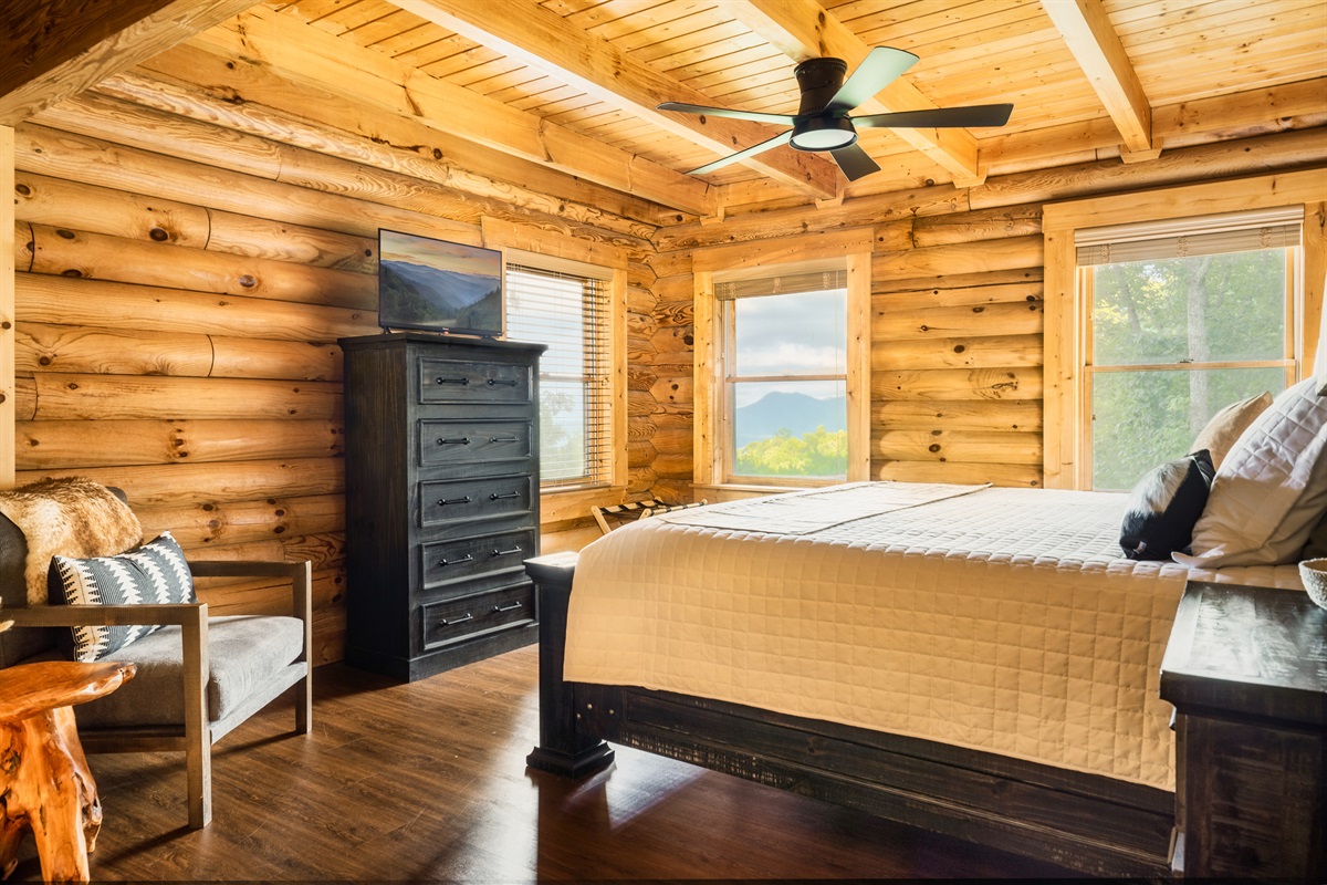 Amazing mountain views from main floor bedroom