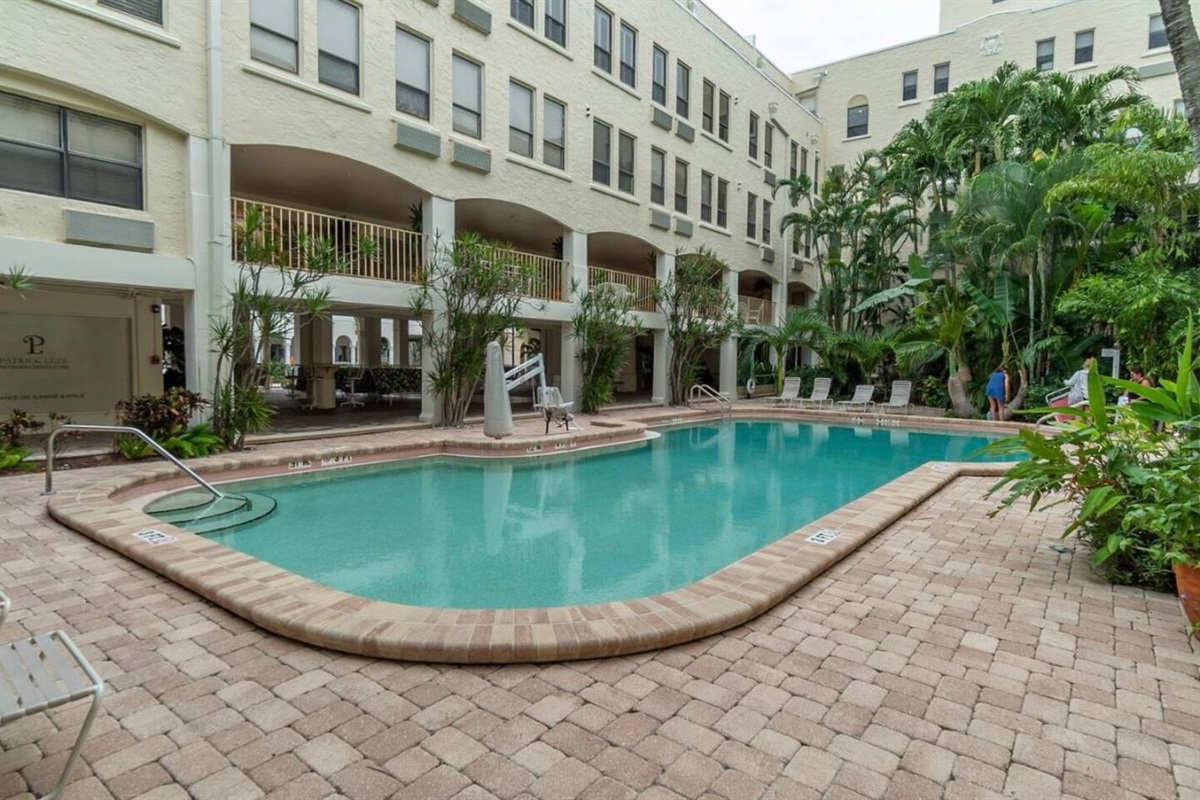 Heated pool to for the Palm Beach Hotel guests.