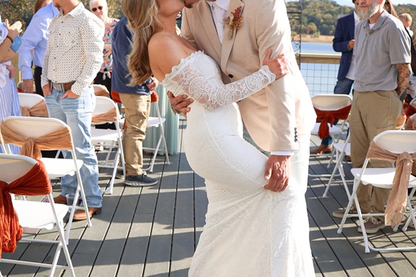 Bride and Groom on the back deck