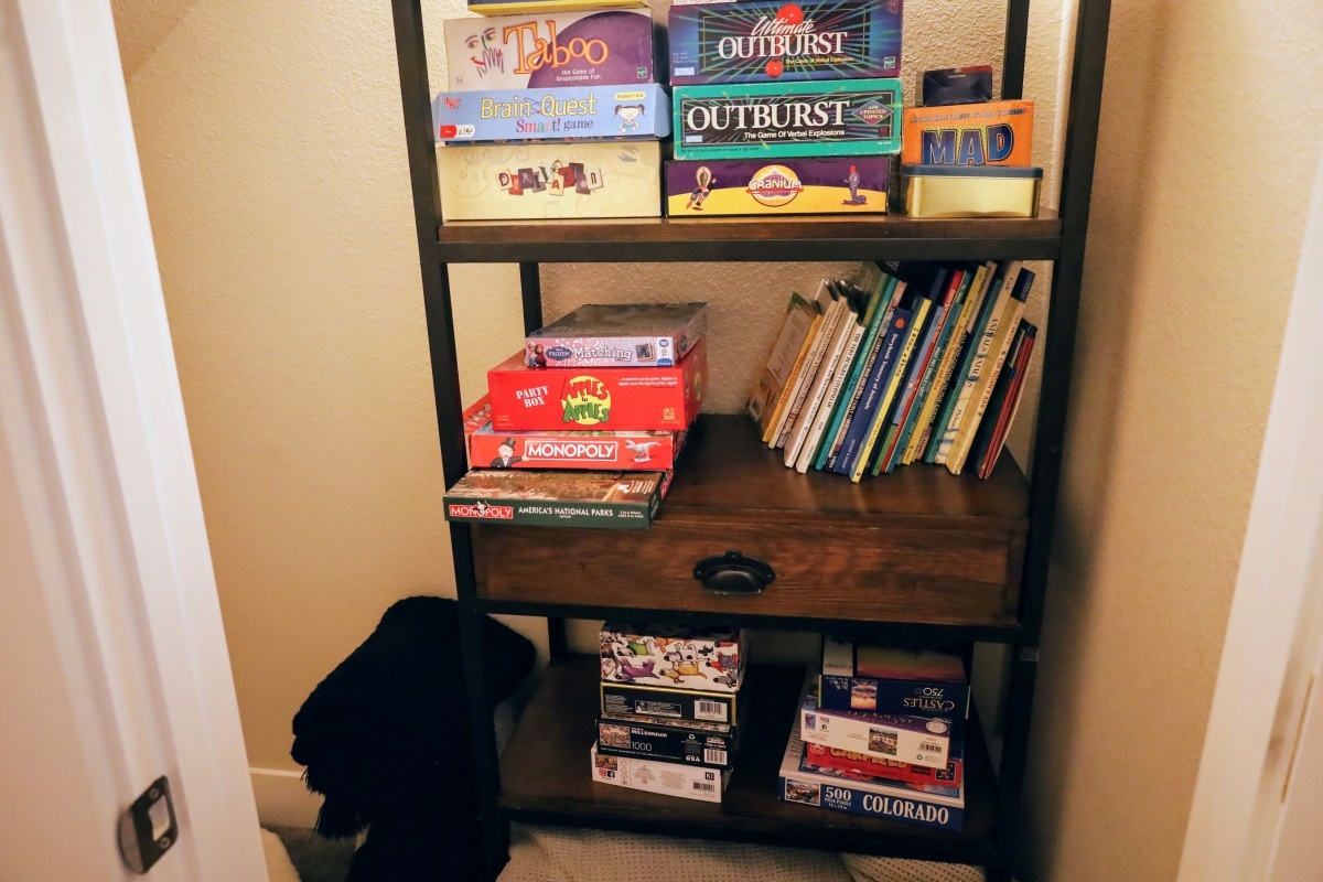 Childrens closet on lower level, there is a fort in here!