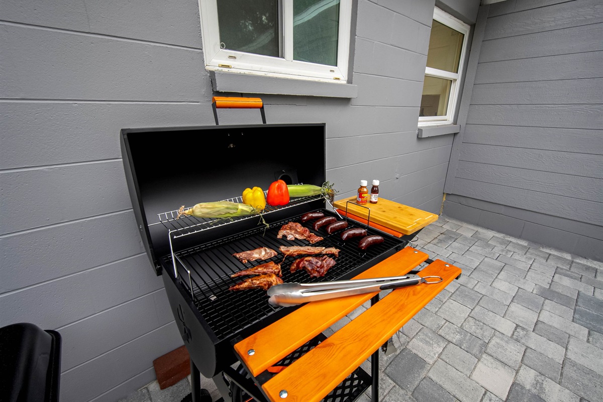This backyard BBQ station is perfect for sunset cookouts and good times.