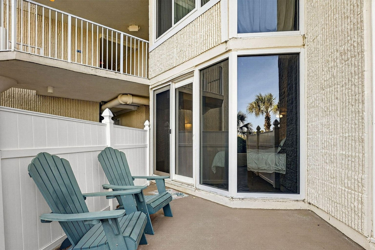Private patio with seating