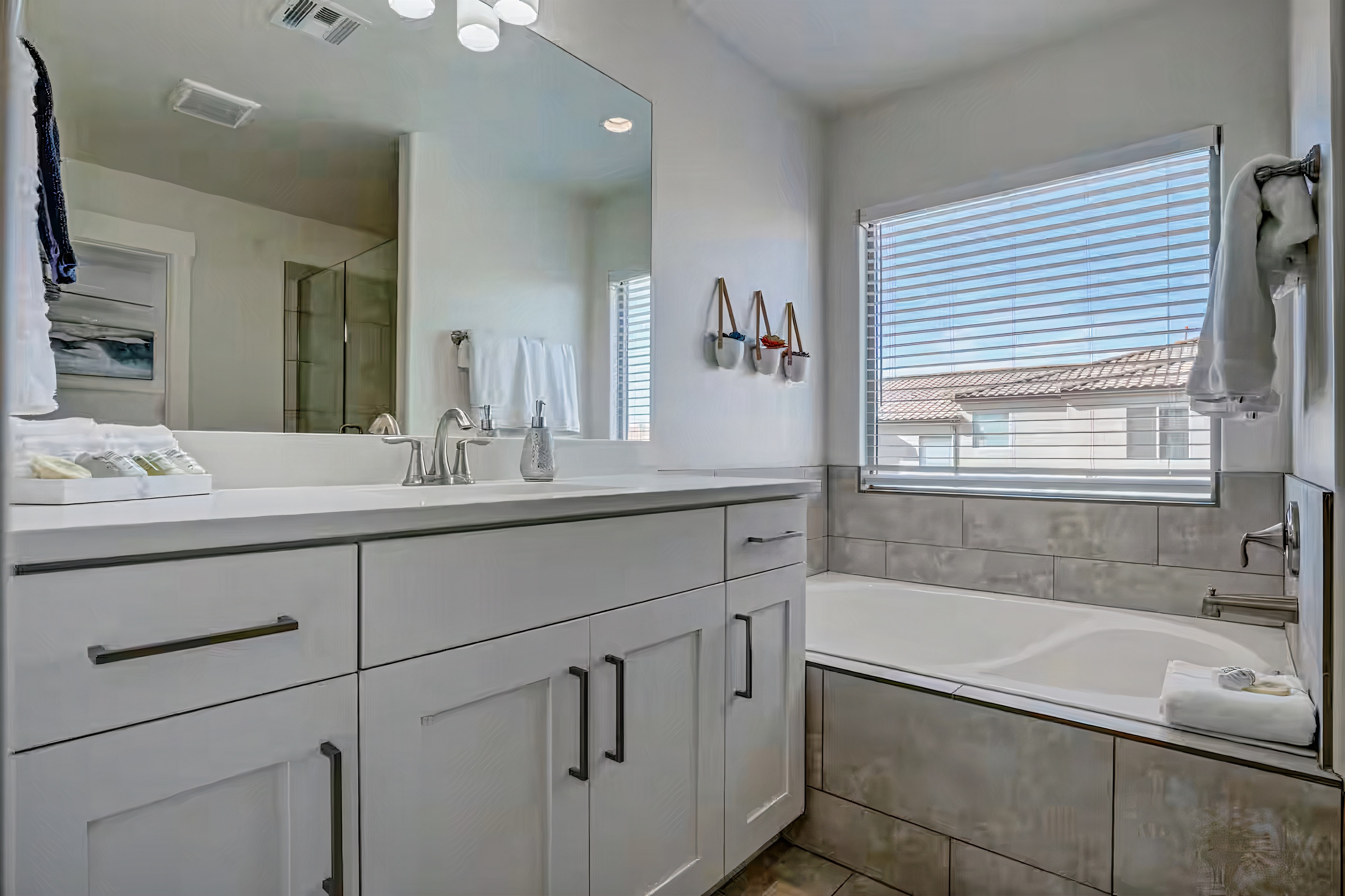 Unwind in your large soaking tub.