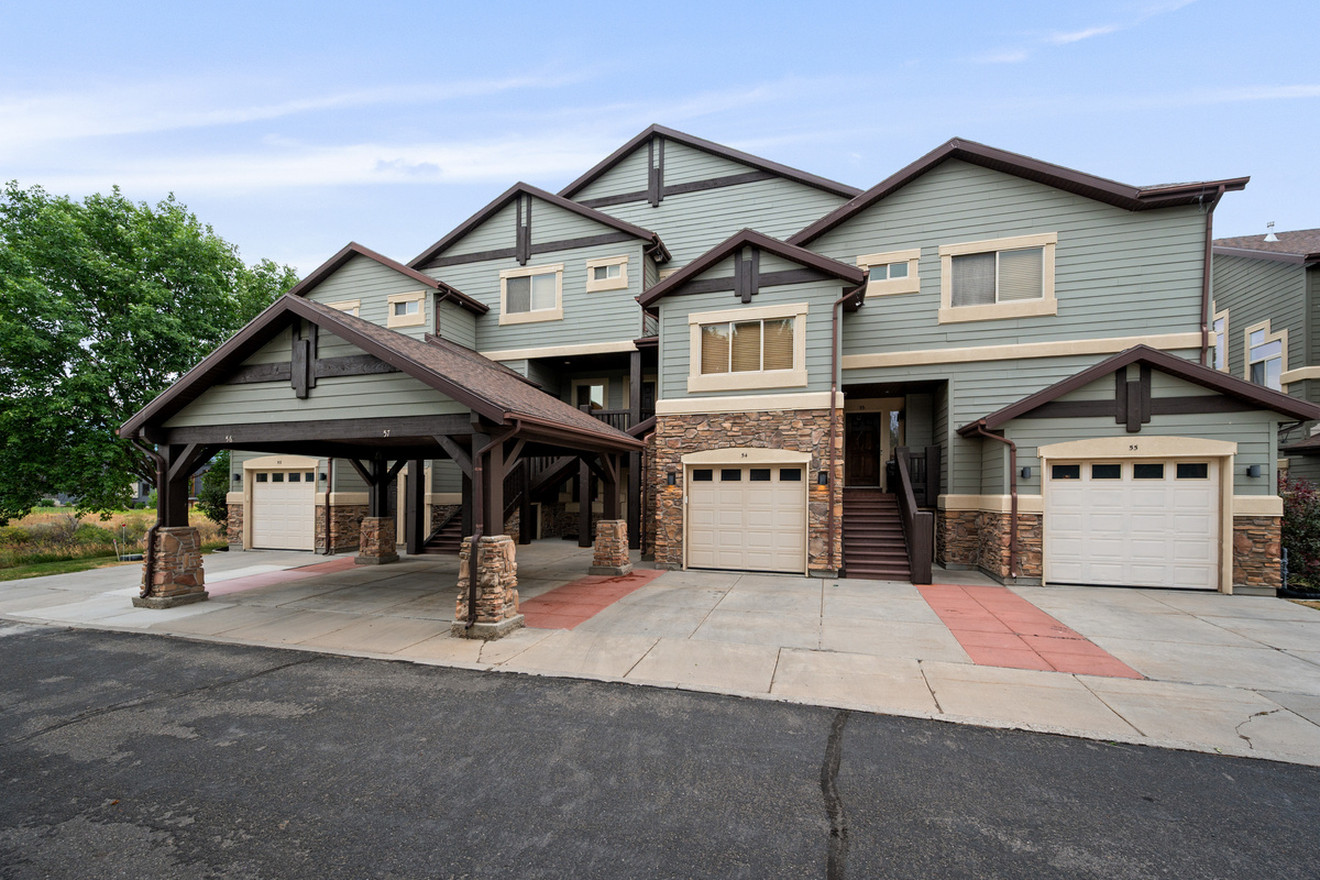 Exterior of the townhome with garage access.