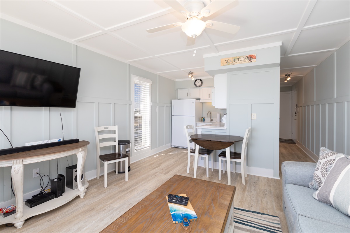 Views from the living room into the kitchen