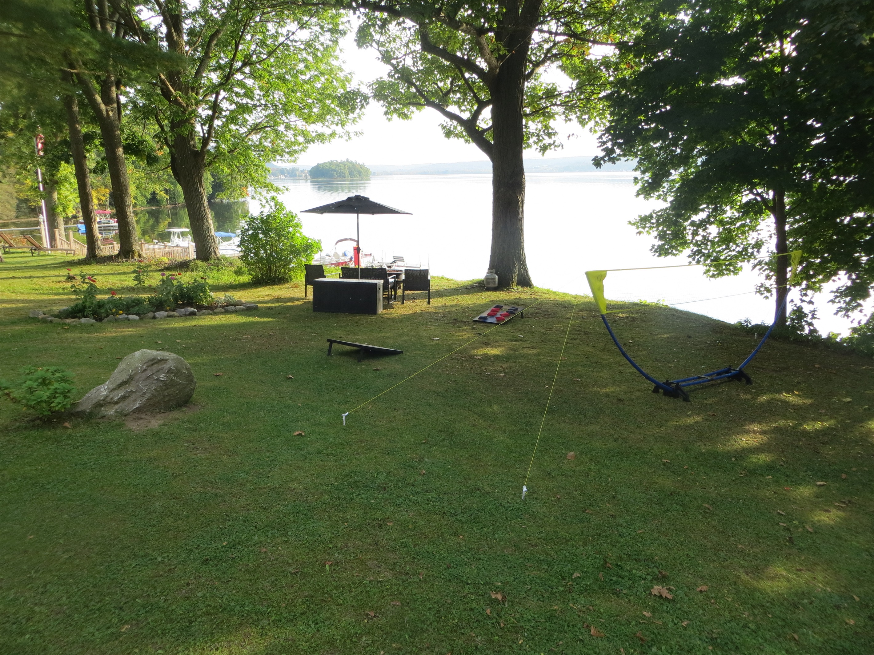 Lawn games and firepit