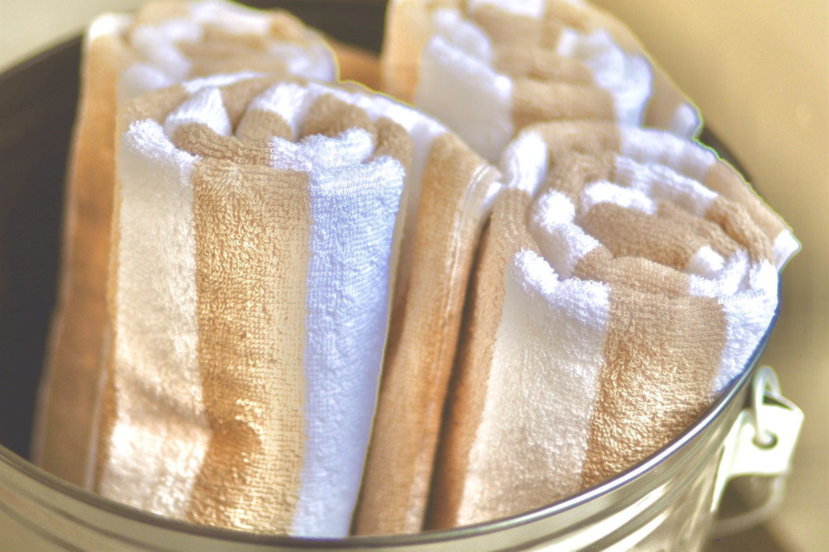 Plenty of towels for the beach and hot tub