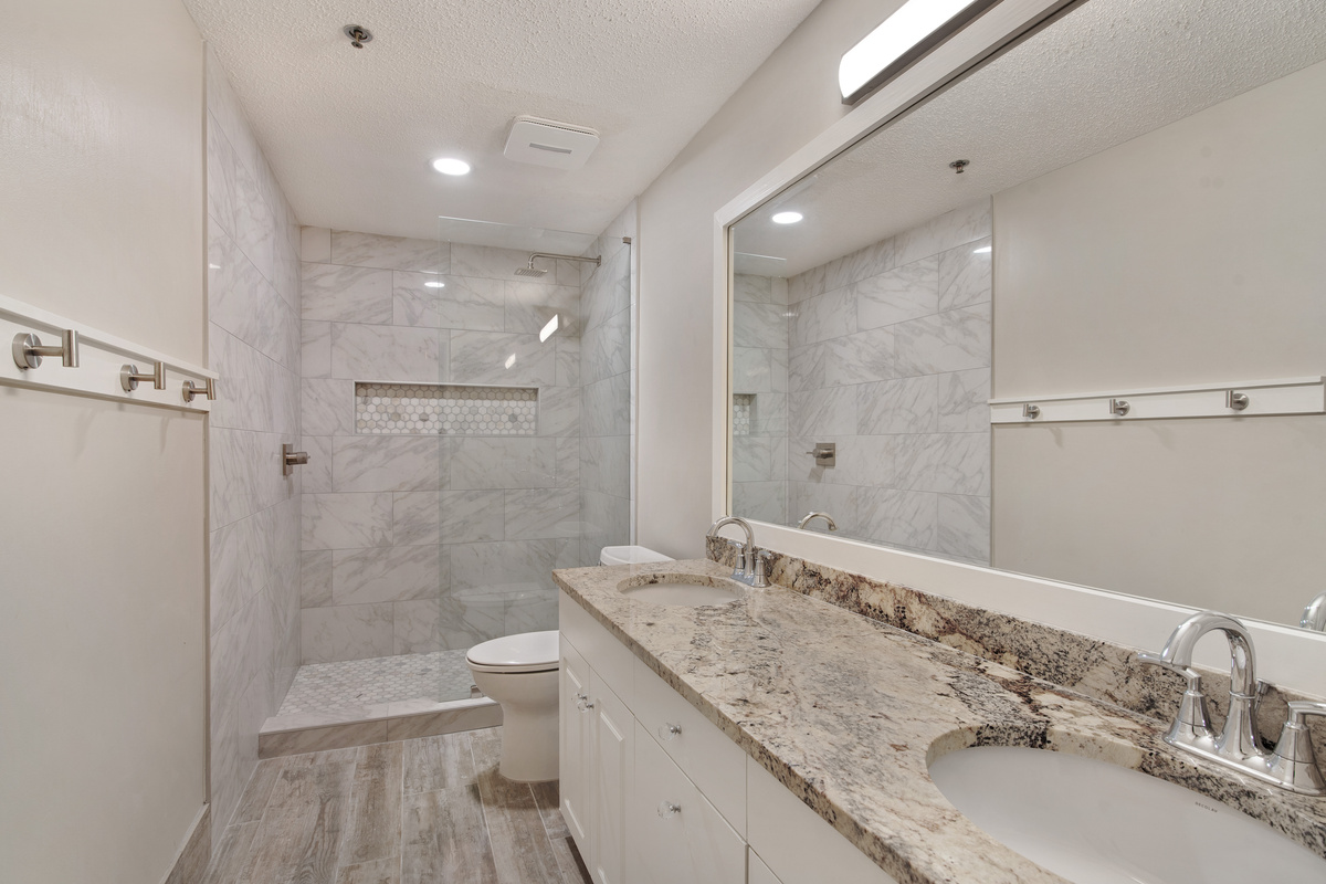 Master bathroom with double vanities