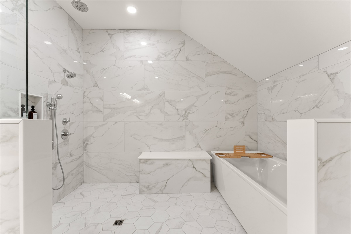 Oversized soaking tub — your private spa retreat after a day on the water.