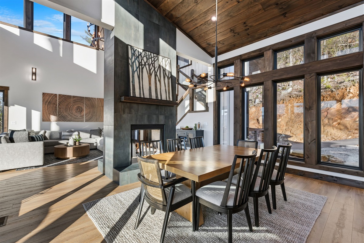 Natural light sets the mood from morning to night.