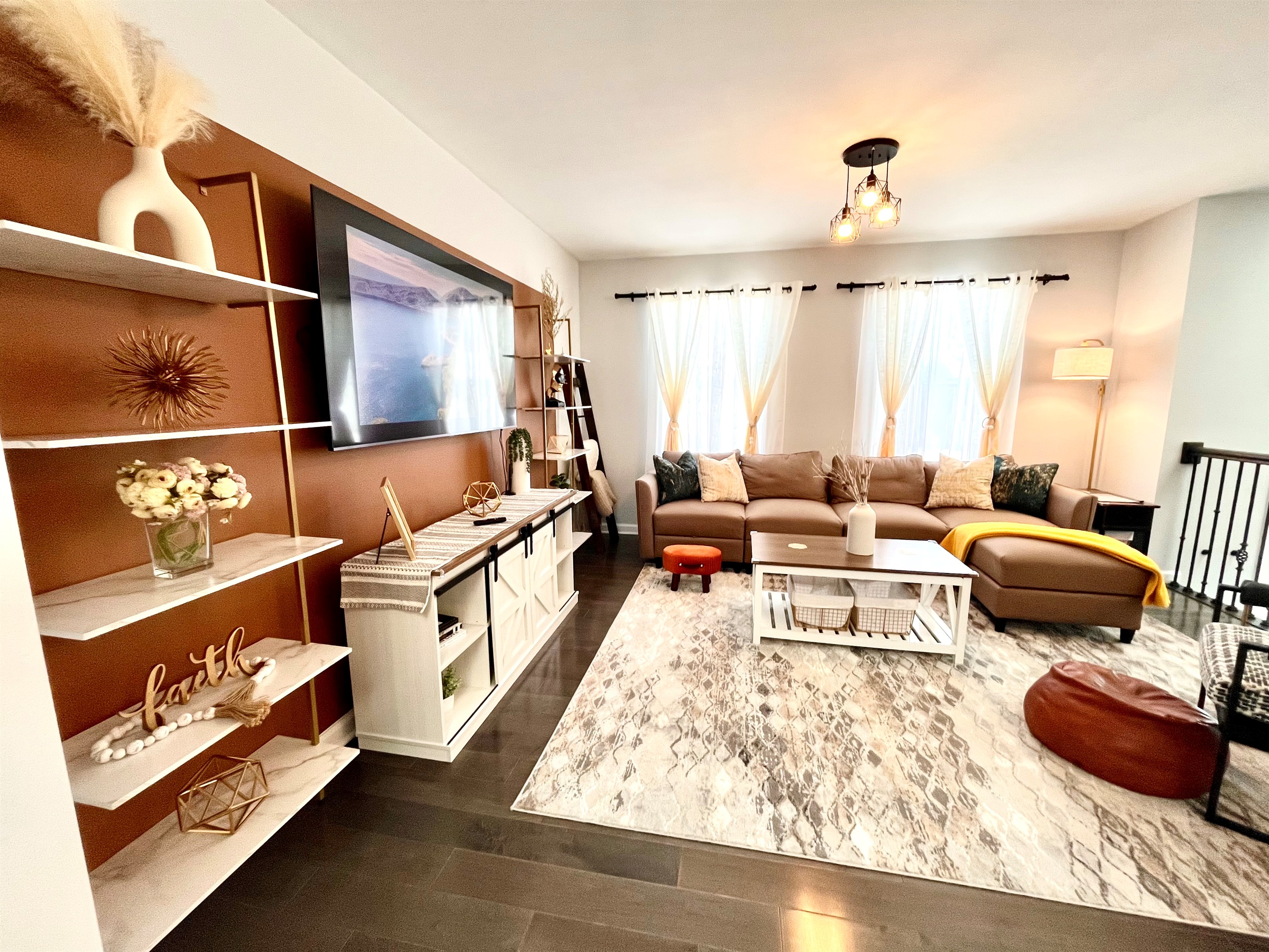 Beautiful living room with lot of natural light