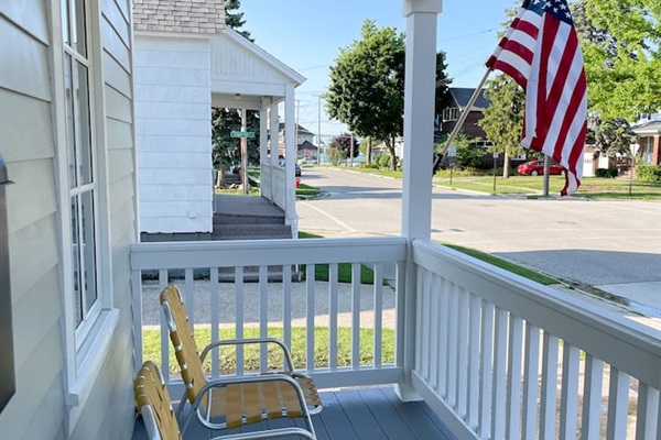 Enjoy peek-a-boo views of the St. Clair River from the front porch.