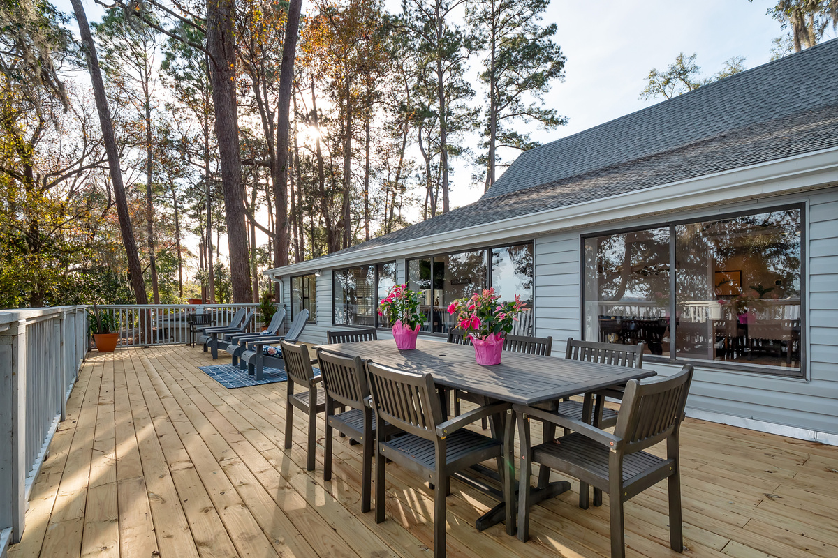 Outside dining table for 8 plus adirondack chairs