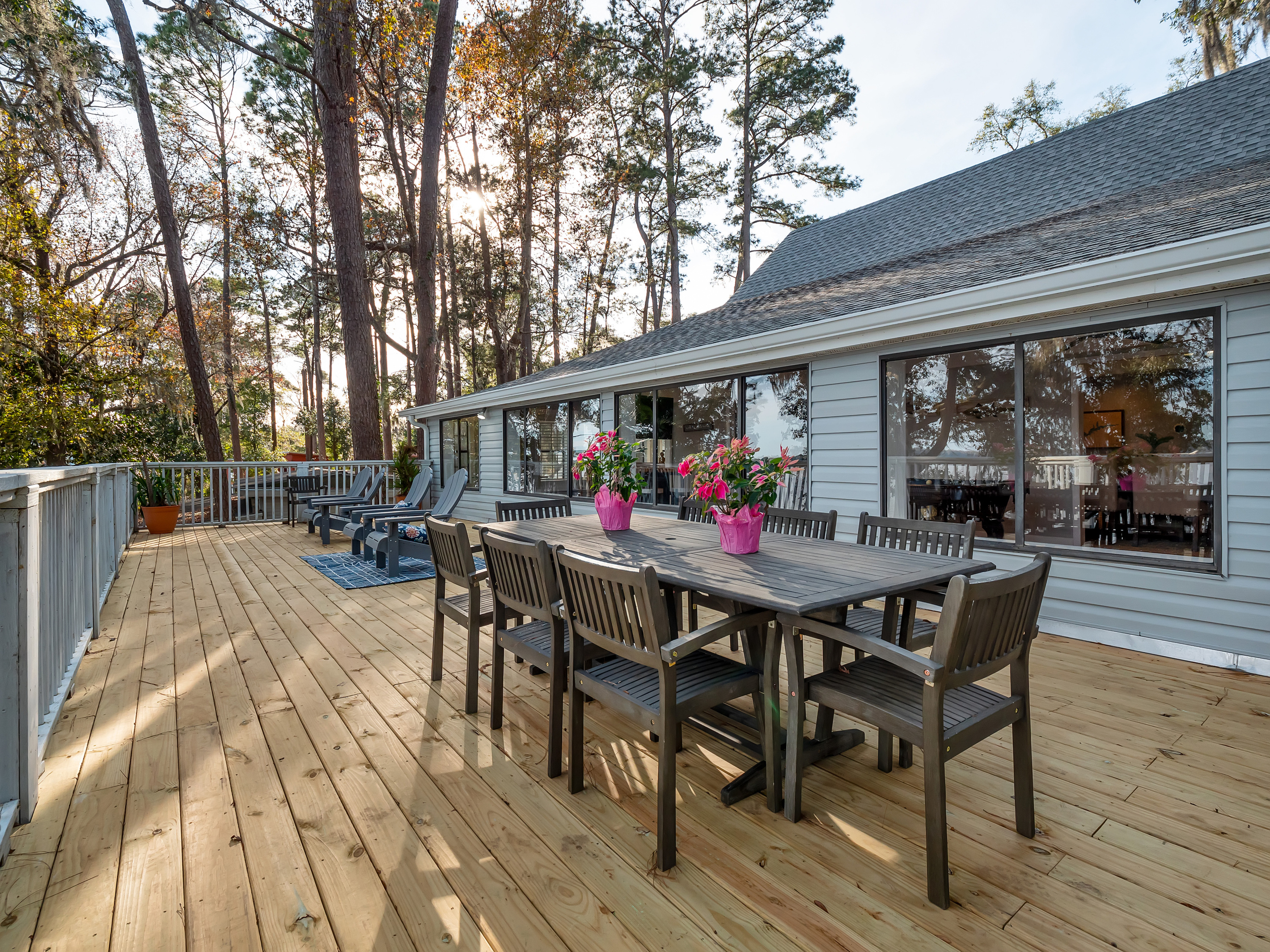 Outside dining table for 8 plus adirondack chairs
