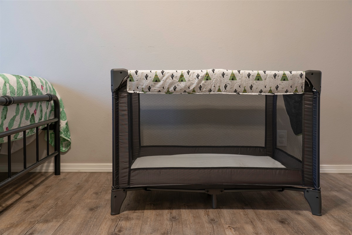 pack 'n' play fits easily in any of the 4 bedrooms 