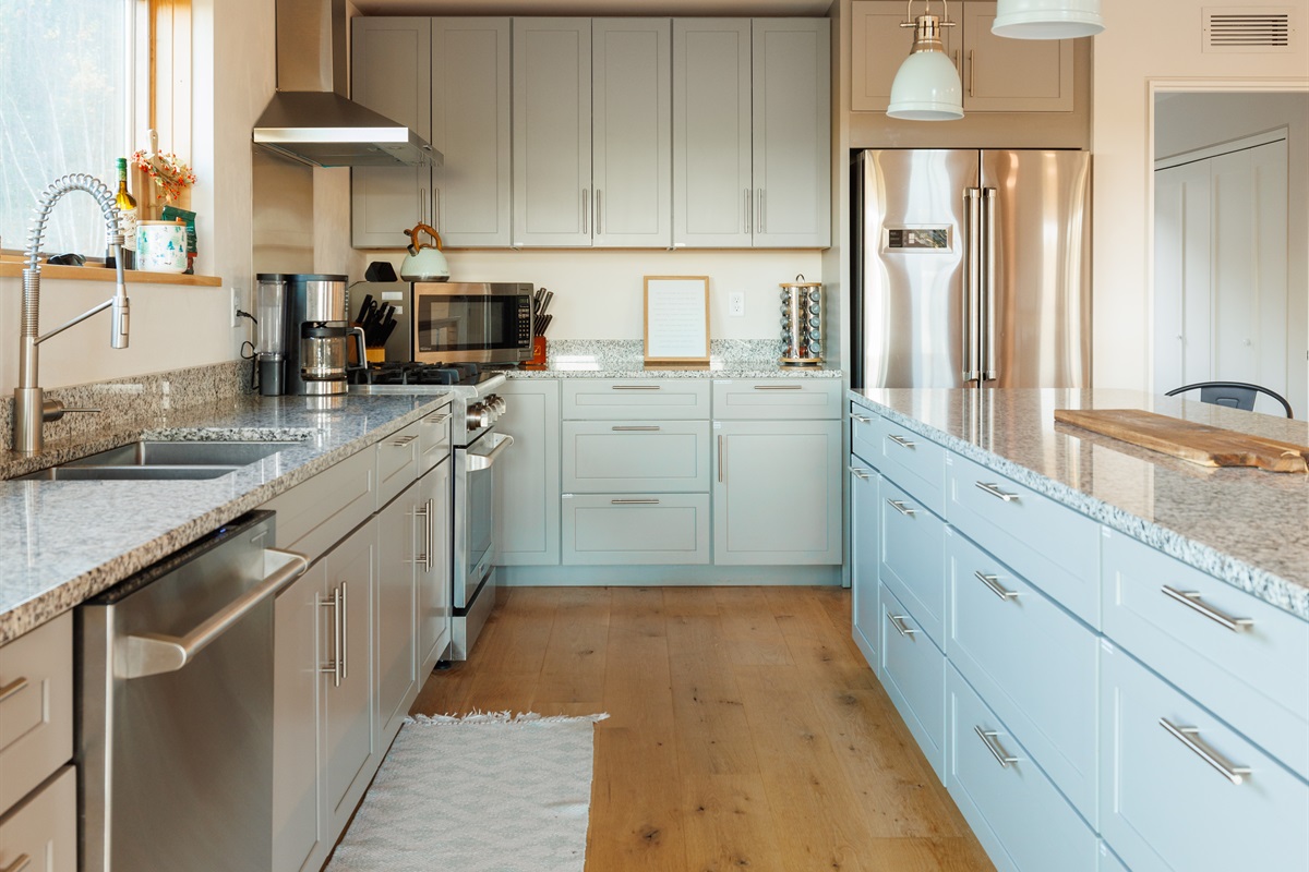 Bright, open kitchen with generous counter space