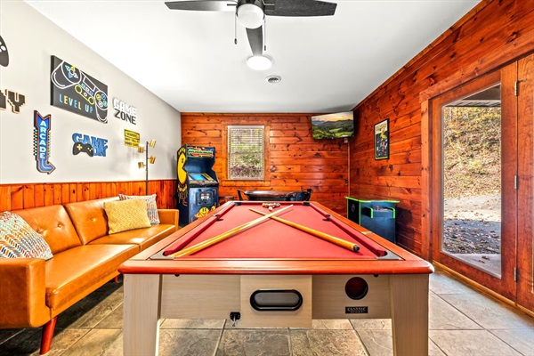 Pool Table, Poker Table and 2 Pac Man games