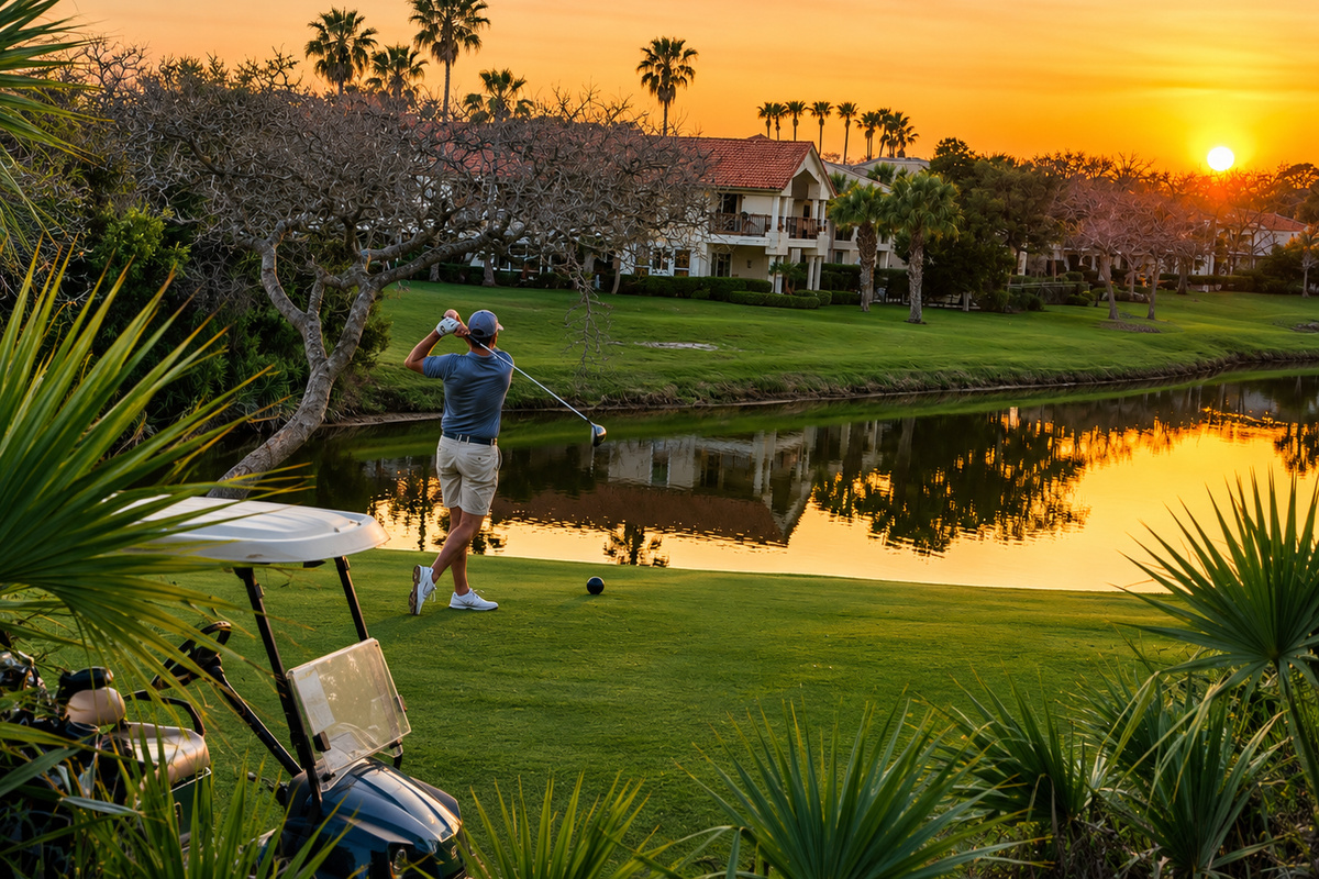 There's magic in a sunset round—fairways glowing amber, the day's last light on the water, and family walking the course together. Whether you play for the score or the scenery, evenings like this on the links become the stories you'll retell.