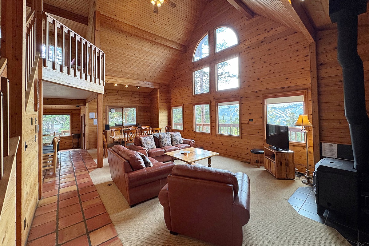 Main living area with dining in background