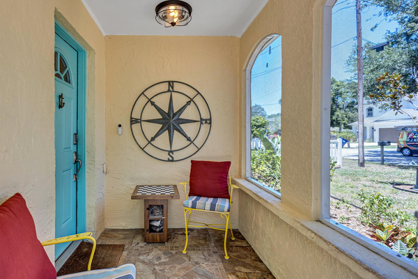 Enjoy checkers or chess on the porch