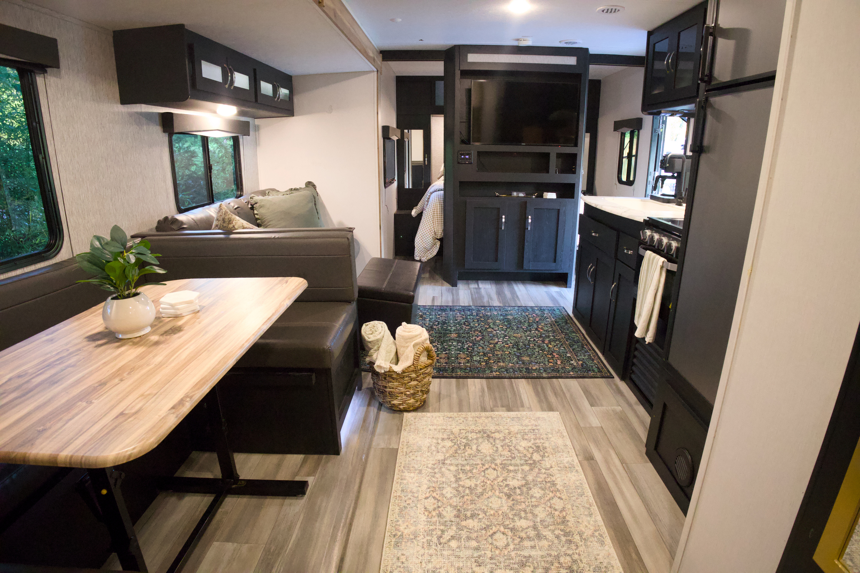 View from bunk area to front of camper.