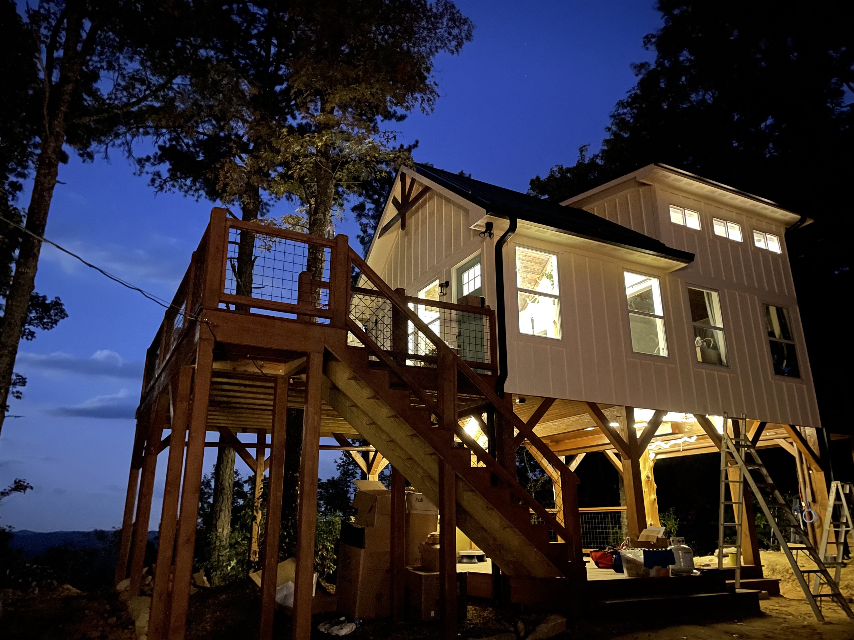 Treehouse at night