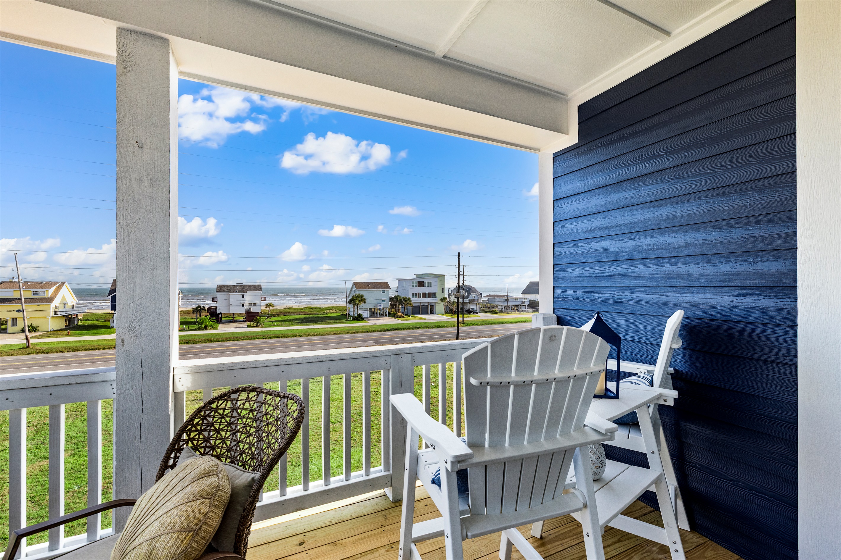 The second floor balcony provides the best vantage point to watch the ships passing by.