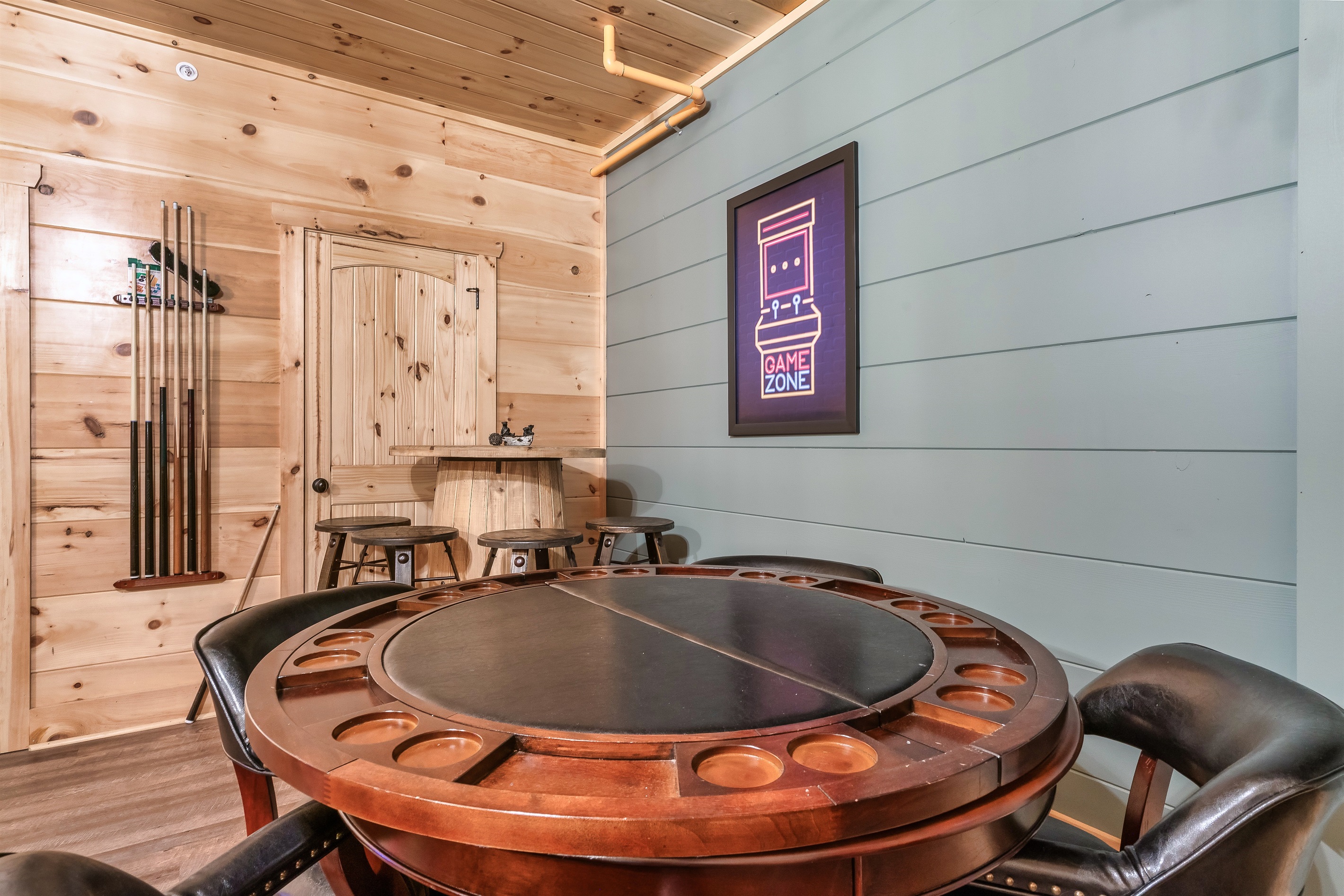 Lots of sitting space including around a poker table!