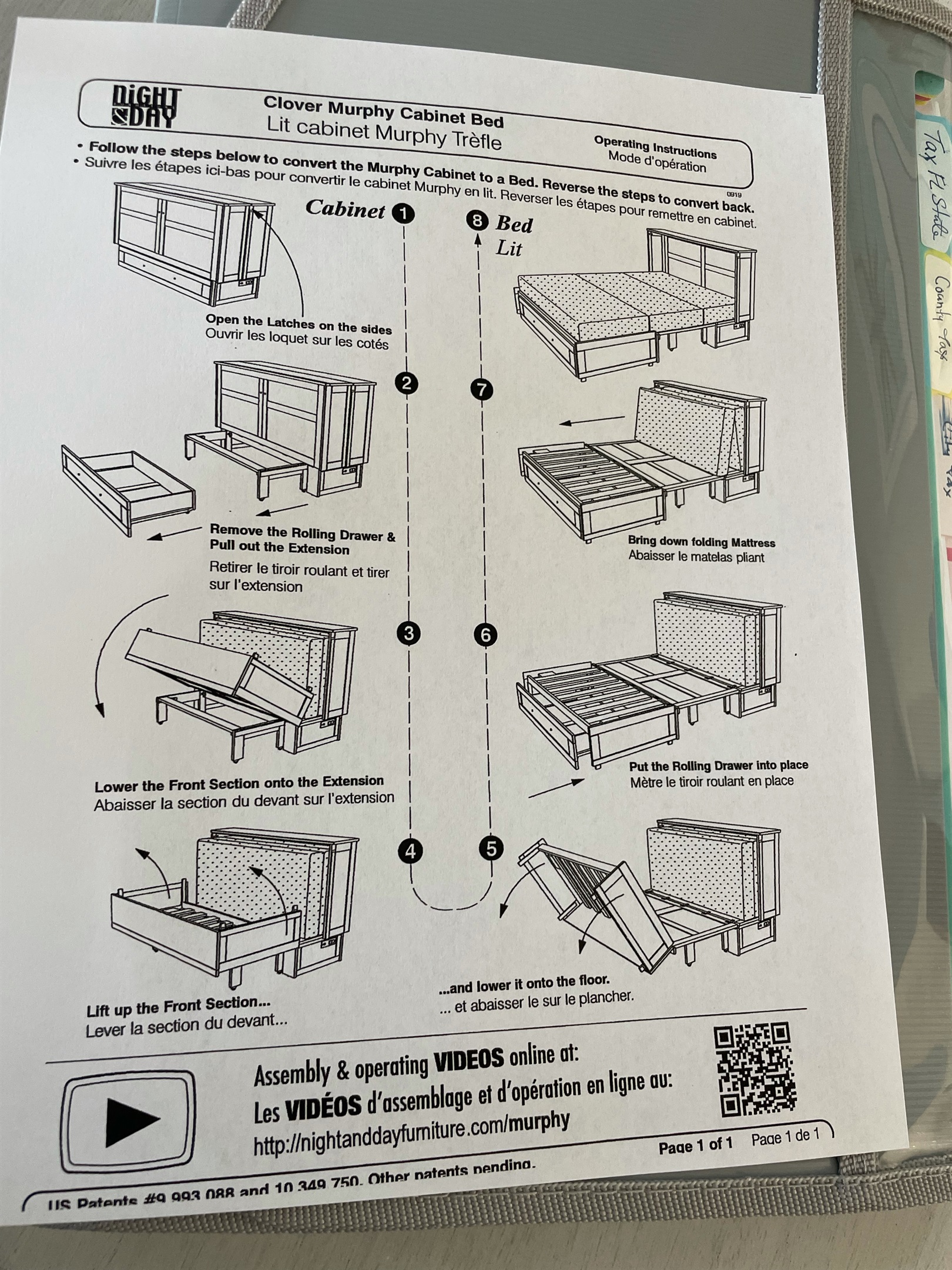 Instructions on had to open the bed in unit.