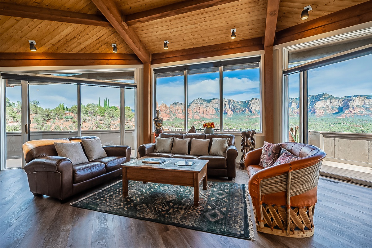 Indulge in serene luxury within this sanctuary, where panoramic vistas flow through floor-to-ceiling glass.