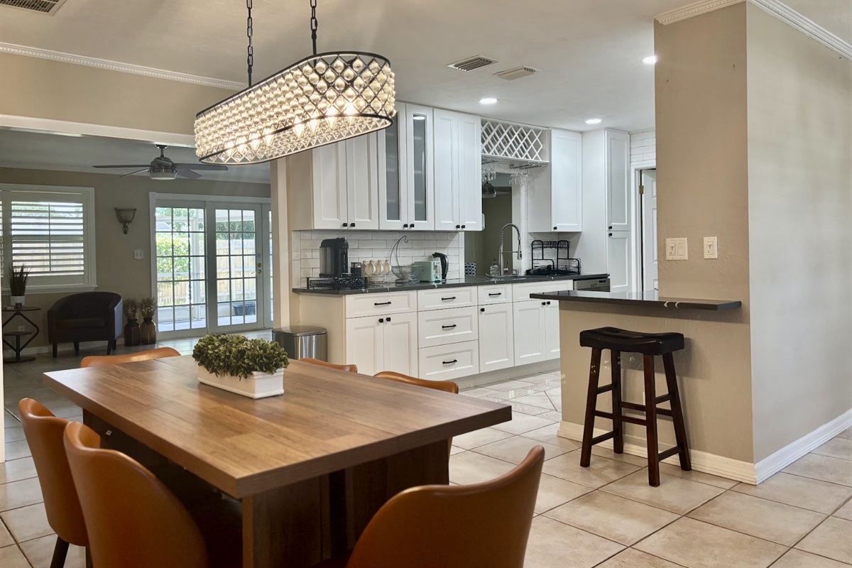 Gather around the table for family meals and games together.