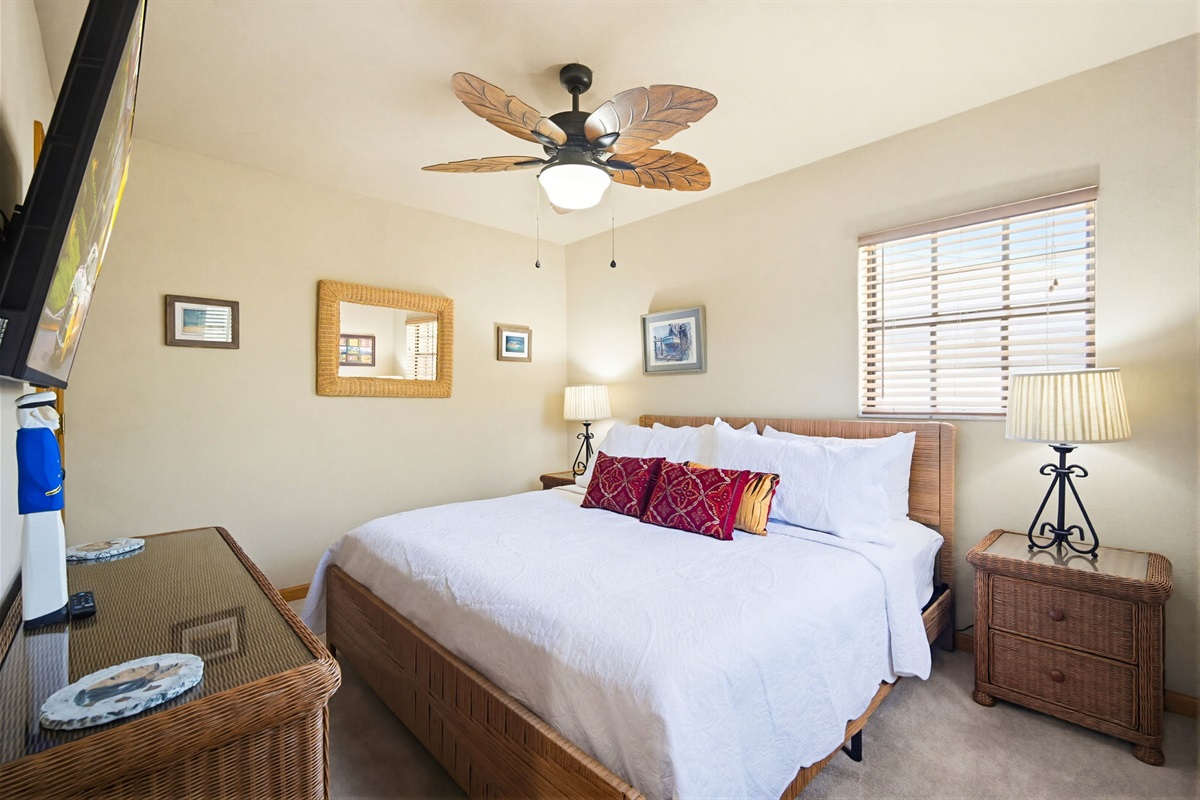 King Size Bed with a TV for your use.