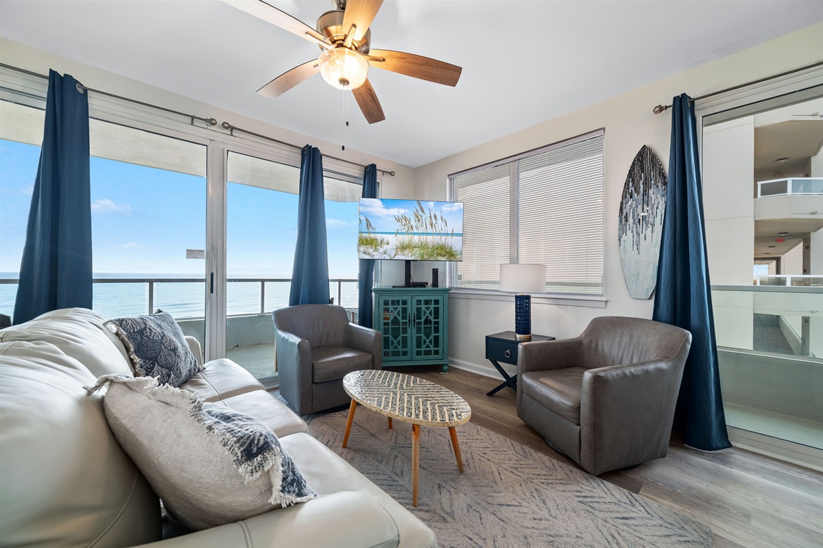 Living room with amazing Gulf View 
